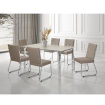 Conjunto Sala de Jantar Mesa Ortenia Tampo Vidro com 6 Cadeiras Dinah New Conjunto Sala de Jantar Mesa Ortenia Tampo Vidro com 6 Cadeiras Dinah New