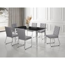 Conjunto Sala de Jantar Mesa Ortenia Tampo Vidro com 6 Cadeiras Dinah New