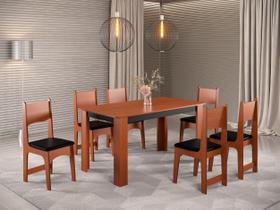 Conjunto Sala de Jantar Mesa Perola 150cm Tampo MDF/MDP com 6 Cadeiras Nicoli Sonetto Móveis