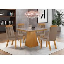 Conjunto Sala de Jantar Mesa Prada com Tampo de Vidro 90cm e 4 Cadeiras em MDF Florença LJ Móveis Conjunto Sala de Jantar Mesa Prada com Tampo de Vidro 90cm e 4 Cadeiras em MDF Florença LJ Móveis