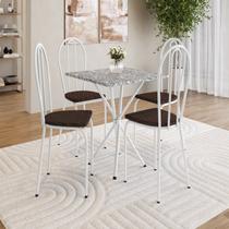 Conjunto sala de Jantar Mesa Quadrada 70cm Tampo Granito com 4 Cadeiras Leia Conjunto sala de Jantar Mesa Quadrada 70cm Tampo Granito com 4 Cadeiras Leia