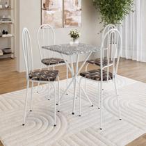 Conjunto sala de Jantar Mesa Quadrada 70cm Tampo Granito com 4 Cadeiras Leia