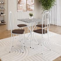 Conjunto sala de Jantar Mesa Quadrada 70cm Tampo Granito com 4 Cadeiras Leia Conjunto sala de Jantar Mesa Quadrada 70cm Tampo Granito com 4 Cadeiras Leia