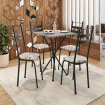Conjunto sala de Jantar Mesa Quadrada 70cm Tampo Granito com 4 Cadeiras Milla