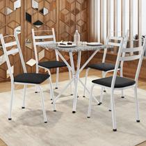 Conjunto sala de Jantar Mesa Quadrada 70cm Tampo Granito com 4 Cadeiras Milla