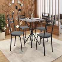 Conjunto Sala de Jantar Mesa Quadrada 70cm Tampo Granito com 4 Cadeiras Milla Preto/Platina/Ocre Conjunto Sala de Jantar Mesa Quadrada 70cm Tampo Granito com 4 Cadeiras Milla Preto/Platina/Ocre