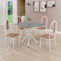 Conjunto Sala de Jantar Mesa Quadrada 70x70cm Tampo Granito Topázio 4 Cadeiras Linda Yescasa Branco/Marrom Conjunto Sala de Jantar Mesa Quadrada 70x70cm Tampo Granito Topázio 4 Cadeiras Linda Yescasa Branco/Marrom