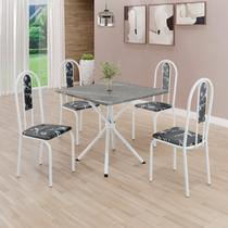 Conjunto Sala de Jantar Mesa Quadrada 70x70cm Tampo Granito Topázio 4 Cadeiras Linda Yescasa Branco/Preto Floral Conjunto Sala de Jantar Mesa Quadrada 70x70cm Tampo Granito Topázio 4 Cadeiras Linda Yescasa Branco/Preto Floral