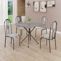 Conjunto Sala de Jantar Mesa Quadrada 70x70cm Tampo Granito Topázio 4 Cadeiras Linda Yescasa Prata/Paraopeba Conjunto Sala de Jantar Mesa Quadrada 70x70cm Tampo Granito Topázio 4 Cadeiras Linda Yescasa Prata/Paraopeba