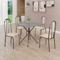 Conjunto Sala de Jantar Mesa Quadrada 70x70cm Tampo Granito Topázio 4 Cadeiras Linda Yescasa