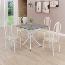 Conjunto Sala de Jantar Mesa Quadrada 70x70cm Tampo Granito Topázio 4 Cadeiras Linda Yescasa