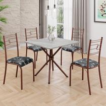 Conjunto Sala de Jantar Mesa Quadrada 70x70cm Tampo Granito Topázio 4 Cadeiras Paraty