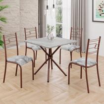 Conjunto Sala de Jantar Mesa Quadrada 70x70cm Tampo Granito Topázio 4 Cadeiras Paraty