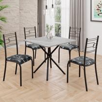 Conjunto Sala de Jantar Mesa Quadrada 70x70cm Tampo Granito Topázio 4 Cadeiras Paraty