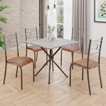 Conjunto Sala de Jantar Mesa Quadrada 70x70cm Tampo Granito Topázio 4 Cadeiras Paraty Conjunto Sala de Jantar Mesa Quadrada 70x70cm Tampo Granito Topázio 4 Cadeiras Paraty