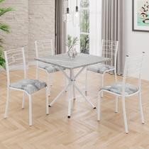 Conjunto Sala de Jantar Mesa Quadrada 70x70cm Tampo Granito Topázio 4 Cadeiras Paraty