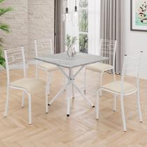 Conjunto Sala de Jantar Mesa Quadrada 70x70cm Tampo Granito Topázio 4 Cadeiras Paraty