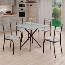 Conjunto Sala de Jantar Mesa Quadrada 70x70cm Tampo Granito Topázio 4 Cadeiras Rio