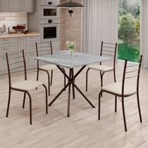 Conjunto Sala de Jantar Mesa Quadrada 70x70cm Tampo Granito Topázio 4 Cadeiras Rio Conjunto Sala de Jantar Mesa Quadrada 70x70cm Tampo Granito Topázio 4 Cadeiras Rio