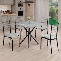 Conjunto Sala de Jantar Mesa Quadrada 70x70cm Tampo Granito Topázio 4 Cadeiras Rio