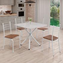 Conjunto Sala de Jantar Mesa Quadrada 70x70cm Tampo Madeira MDP 4 Cadeiras Rio Branco/C. Marrom Conjunto Sala de Jantar Mesa Quadrada 70x70cm Tampo Madeira MDP 4 Cadeiras Rio Branco/C. Marrom