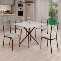Conjunto Sala de Jantar Mesa Quadrada 70x70cm Tampo Madeira Mdp 4 Cadeiras Rio