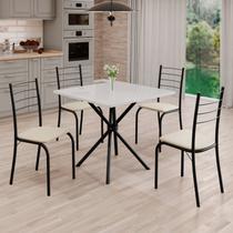 Conjunto Sala de Jantar Mesa Quadrada 70x70cm Tampo Madeira Mdp 4 Cadeiras Rio