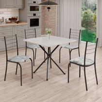 Conjunto Sala de Jantar Mesa Quadrada 70x70cm Tampo Madeira Mdp 4 Cadeiras Rio