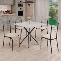 Conjunto Sala de Jantar Mesa Quadrada 70x70cm Tampo Madeira Mdp 4 Cadeiras Rio