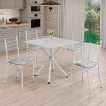 Conjunto Sala de Jantar Mesa Quadrada 70x70cm Tampo Madeira Mdp 4 Cadeiras Rio Conjunto Sala de Jantar Mesa Quadrada 70x70cm Tampo Madeira Mdp 4 Cadeiras Rio