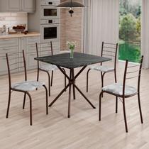 Conjunto Sala de Jantar Mesa Quadrada 70x70cm Tampo Madeira Mdp Indiana 4 Cadeiras Rio