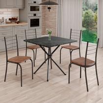 Conjunto Sala de Jantar Mesa Quadrada 70x70cm Tampo Madeira Mdp Indiana 4 Cadeiras Rio
