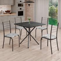 Conjunto Sala de Jantar Mesa Quadrada 70x70cm Tampo Madeira Mdp Indiana 4 Cadeiras Rio