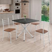 Conjunto Sala de Jantar Mesa Quadrada 70x70cm Tampo Madeira Mdp Indiana 4 Cadeiras Rio