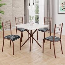 Conjunto Sala de Jantar Mesa Quadrada 70x70cm Tampo Mdp Off White 4 Cadeiras Paraty