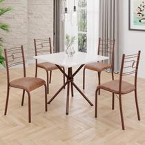 Conjunto Sala de Jantar Mesa Quadrada 70x70cm Tampo Mdp Off White 4 Cadeiras Paraty