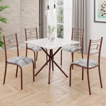 Conjunto Sala de Jantar Mesa Quadrada 70x70cm Tampo Mdp Off White 4 Cadeiras Paraty