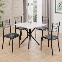 Conjunto Sala de Jantar Mesa Quadrada 70x70cm Tampo Mdp Off White 4 Cadeiras Paraty