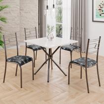 Conjunto Sala de Jantar Mesa Quadrada 70x70cm Tampo Mdp Off White 4 Cadeiras Paraty