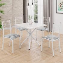 Conjunto Sala de Jantar Mesa Quadrada 70x70cm Tampo Mdp Off White 4 Cadeiras Paraty