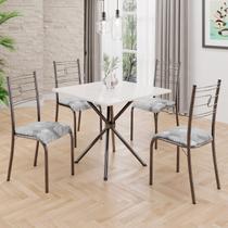 Conjunto Sala de Jantar Mesa Quadrada 70x70cm Tampo MDP Off White 4 Cadeiras Paraty Prata/Paraopeba/Mart Conjunto Sala de Jantar Mesa Quadrada 70x70cm Tampo MDP Off White 4 Cadeiras Paraty Prata/Paraopeba/Mart