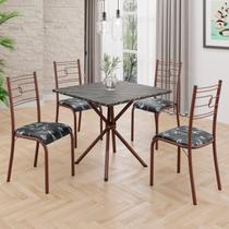 Conjunto Sala de Jantar Mesa Quadrada 75x75cm Tampo Ardósia Indiana 4 Cadeiras Paraty