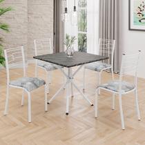 Conjunto Sala de Jantar Mesa Quadrada 75x75cm Tampo Ardósia Indiana 4 Cadeiras Paraty