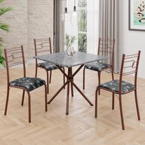 Conjunto Sala de Jantar Mesa Quadrada 75x75cm Tampo Granito Ocre 4 Cadeiras Paraty