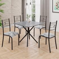 Conjunto Sala de Jantar Mesa Quadrada 75x75cm Tampo Granito Ocre 4 Cadeiras Paraty