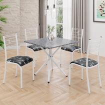 Conjunto Sala de Jantar Mesa Quadrada 75x75cm Tampo Granito Ocre 4 Cadeiras Paraty
