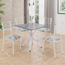 Conjunto Sala de Jantar Mesa Quadrada 75x75cm Tampo Granito Ocre 4 Cadeiras Paraty