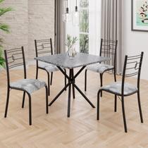 Conjunto Sala de Jantar Mesa Quadrada 75x75cm Tampo Granito Ocre 4 Cadeiras Paraty Preto/Paraopeba/Fosco