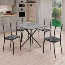 Conjunto Sala de Jantar Mesa Quadrada 75x75cm Tampo Granito Ocre 4 Cadeiras Rio