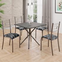 Conjunto Sala de Jantar Mesa Quadrada 75x75cm Tampo Mdp Ardósia Indiana 4 Cadeiras Paraty
